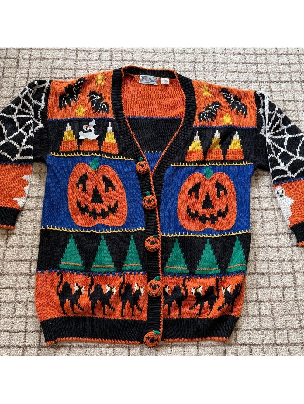 Women’s vintage grandma grannycore Halloween pumpkin spooky fall sweater